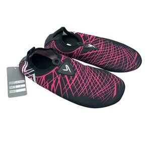 Womens Water Shoes Slip On Fabric Lightweight Striped Pink Black 37 US 5